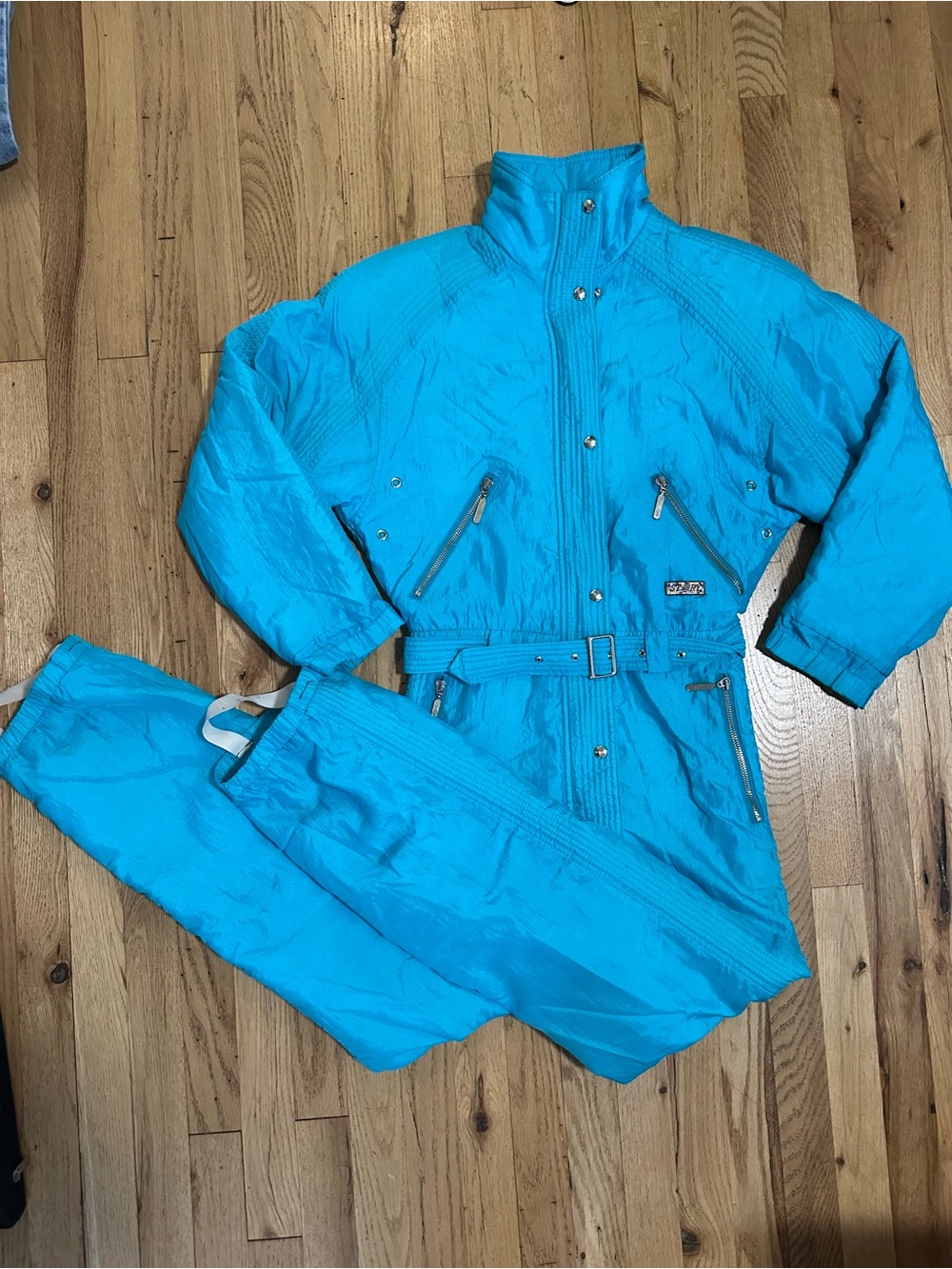 Vintage 80s One Piece Arctic Story Ski Suit Neon Blue